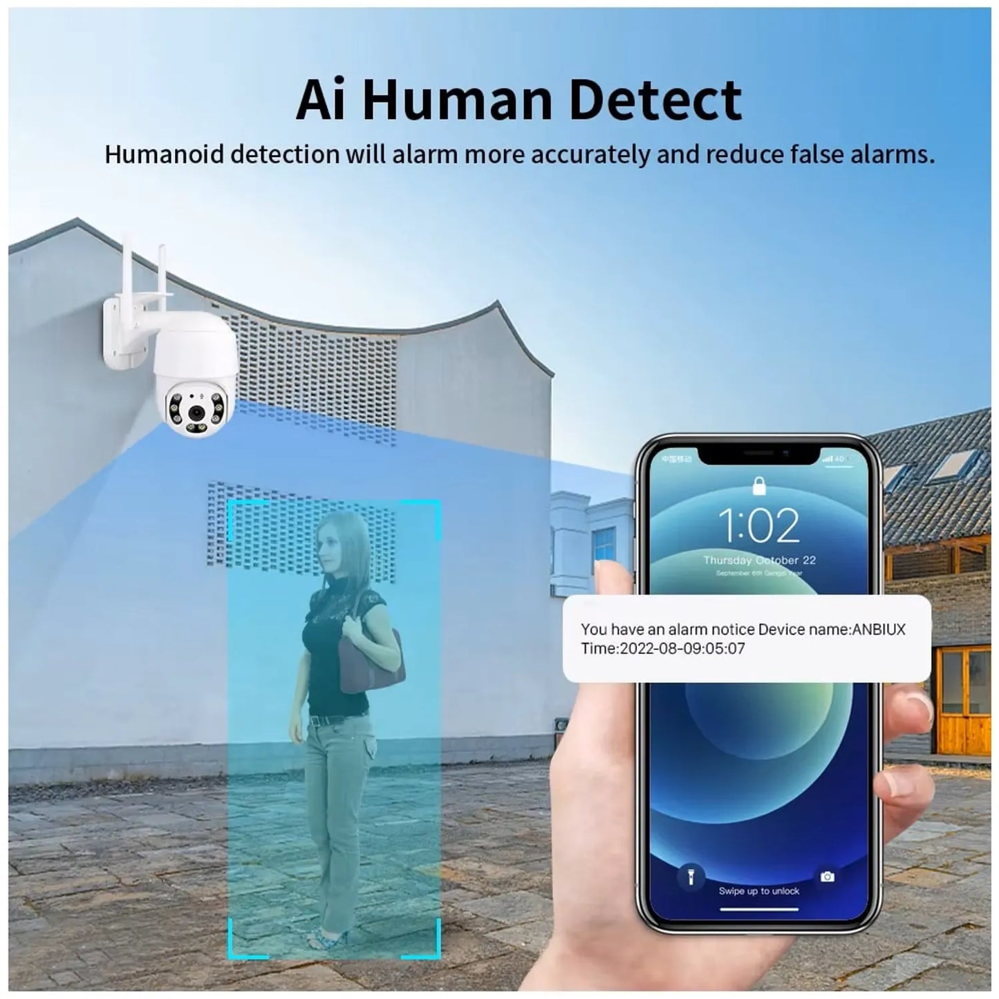 Cámara de Seguridad WiFi 1080P Visión Nocturna Rotación 360° IP66