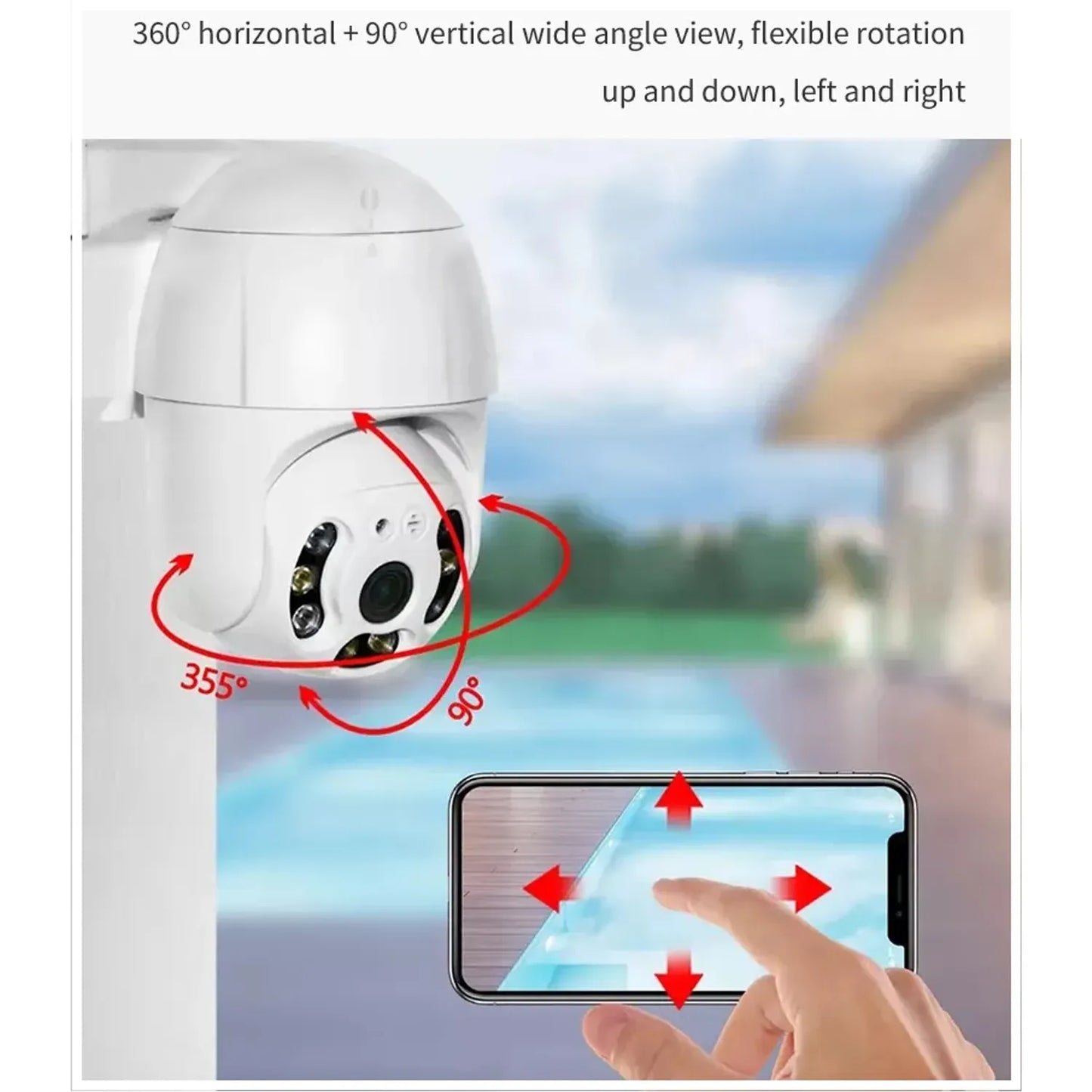 Cámara de Seguridad WiFi 1080P Visión Nocturna Rotación 360° IP66